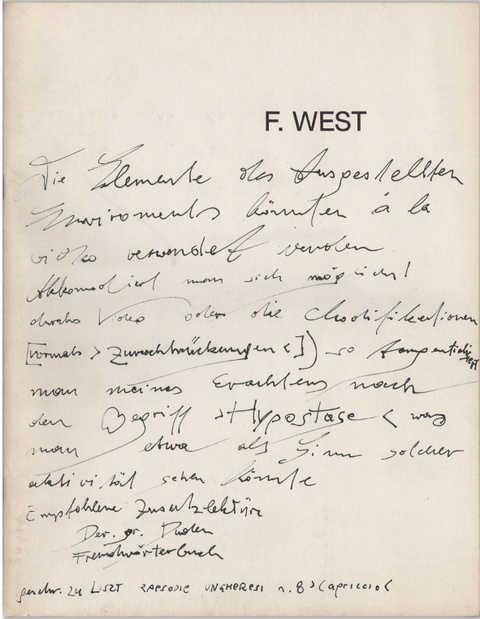 FRANZ WEST. WORKS 1970–1985 - Franz West