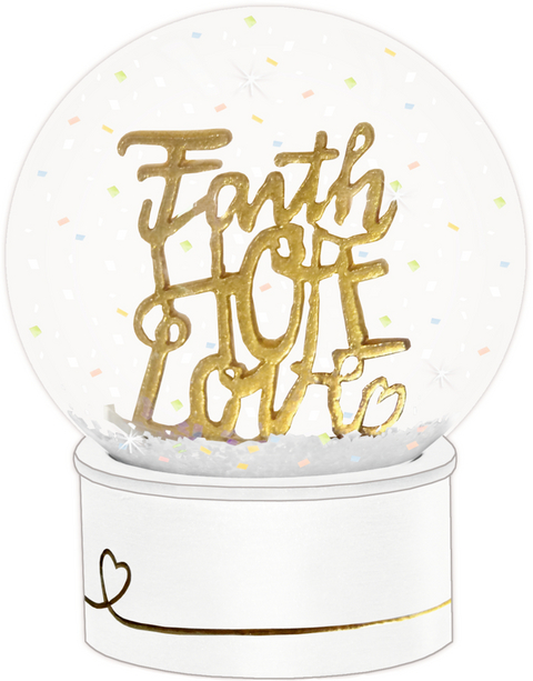 Glitzerkugel "Faith - Hope - Love"