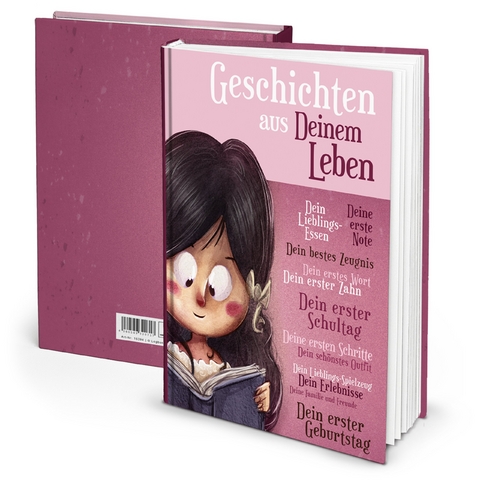 Notizbuch "Geschichten aus Deinem Leben" Mädchen (Hardcover A4, Blankoseiten)