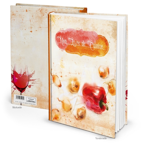 Rezeptbuch "Mon livre de cuisine" orange rot (Hardcover A4, Blankoseiten)