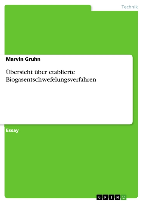 Übersicht über etablierte Biogasentschwefelungsverfahren - Marvin Gruhn