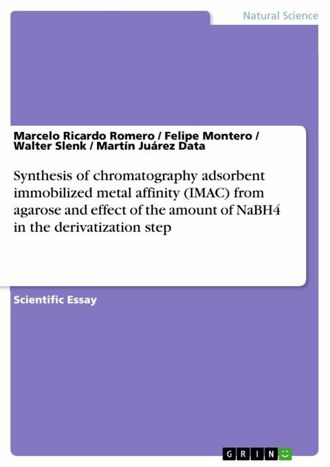 Synthesis of chromatography adsorbent immobilized metal affinity (IMAC) from agarose and effect of the amount of NaBH4 in the derivatization step - Marcelo Ricardo Romero, Felipe Montero, Walter Slenk, Martín Juárez Data