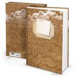 Notizbuch "Weltkarte" braun weiß (Hardcover A4, 164 Blankoseiten)