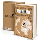 Gästebuch "Weltkugel" Kraftpapier schwarz weiß (Hardcover A4, Blankobuch)