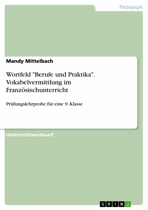 Wortfeld "Berufe und Praktika". Vokabelvermittlung im Französischunterricht - Mandy Mittelbach