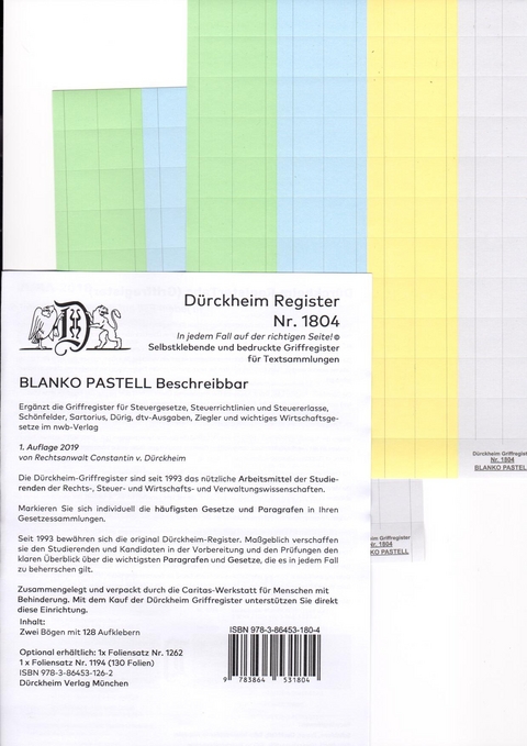 DürckheimRegister® BLANKO PASTELL-GROSS Beschreibbar - Constantin von Dürckheim