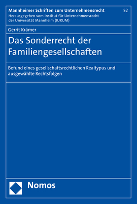 Das Sonderrecht der Familiengesellschaften - Gerrit Krämer