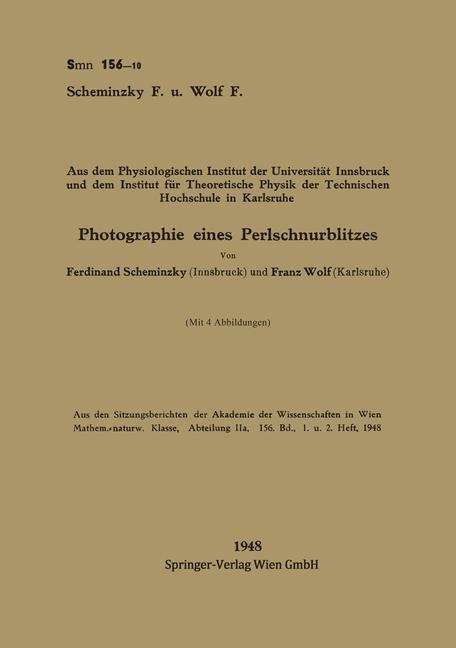 Photographie eines Perlschnurblitzes - Ferdinand Scheminzky, Franz Wolf