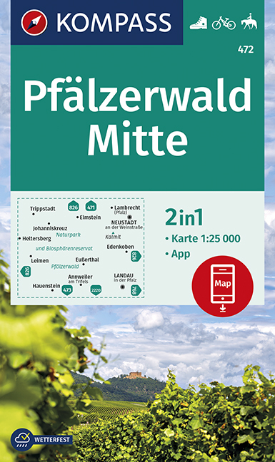 KOMPASS Wanderkarte Pfälzerwald Mitte - 