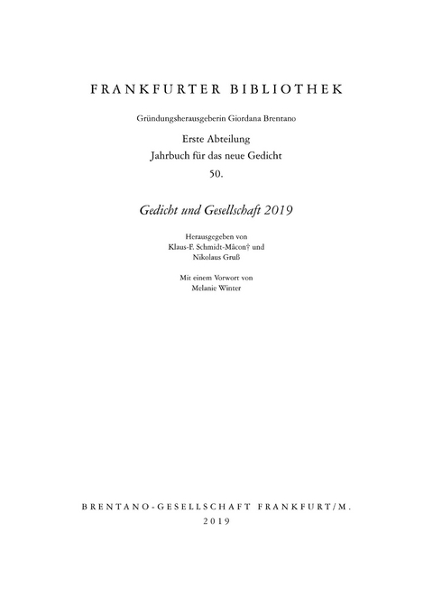 Frankfurter Bibliothek 2019 - 