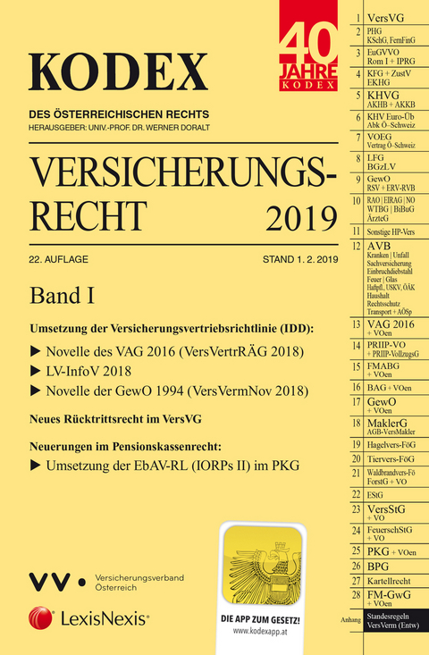 KODEX Versicherungsrecht Band I 2019 - 