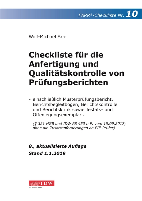 Farr, Checkliste 10 (Prüfungsbericht), 8.A. - Wolf-Michael Farr