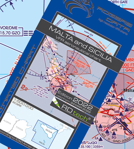 Malta & Sicilia ICAO VFR Luftfahrtkarte 500k