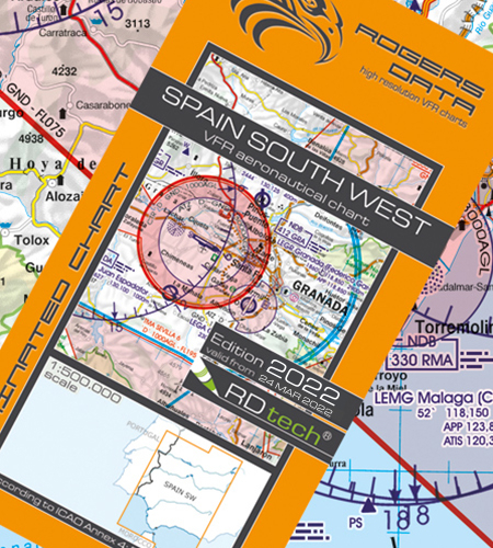 Spain South West ICAO VFR Luftfahrtkarte 500k