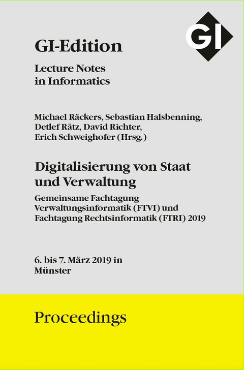 GI Edition Proceedings Band 291 "Digitalisierung von Staat und Verwaltung" - 