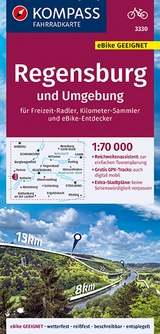 KOMPASS Fahrradkarte 3330 Regensburg und Umgebung 1:70.000 - 