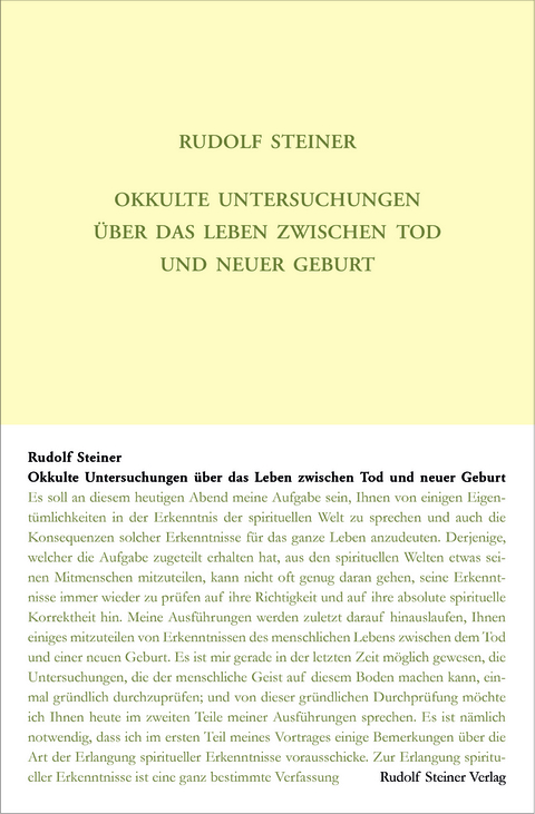 Okkulte Untersuchungen über das Leben zwischen Tod und neuer Geburt - Rudolf Steiner