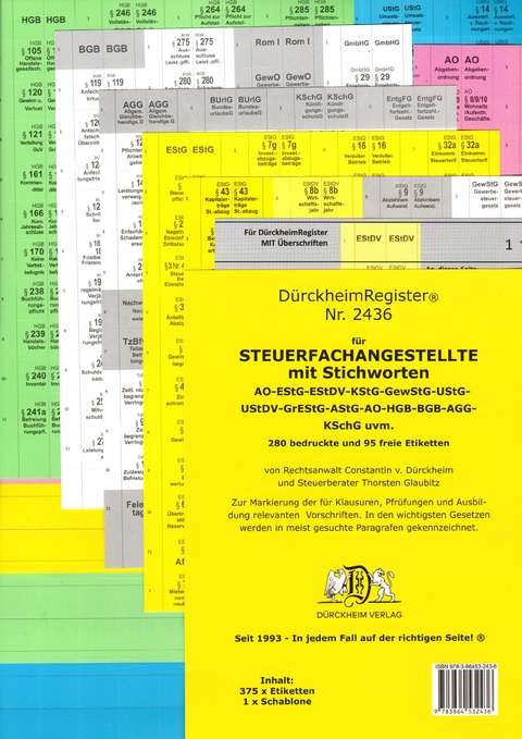 DürckheimRegister® STEUERFACHANGESTELLTE MIT STICHWORTEN - Thorsten Glaubitz, Constantin Dürckheim