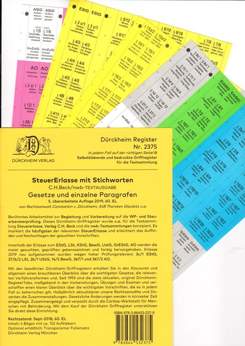 DürckheimRegister® STEUERERLASSE mit Stichworten (2020) - 