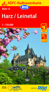 ADFC-Radtourenkarte 12 Harz /Leinetal 1:150.000, reiß- und wetterfest, E-Bike geeignet, GPS-Tracks Download - 