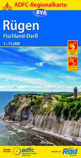 ADFC-Regionalkarte Rügen Fischland-Darß, 1:75.000, mit Tagestourenvorschlägen, reiß- und wetterfest, E-Bike-geeignet, GPS-Tracks-Download - 