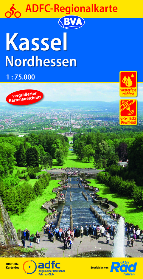 ADFC-Regionalkarte Kassel Nordhessen, 1:75.000, reiß- und wetterfest, GPS-Tracks Download