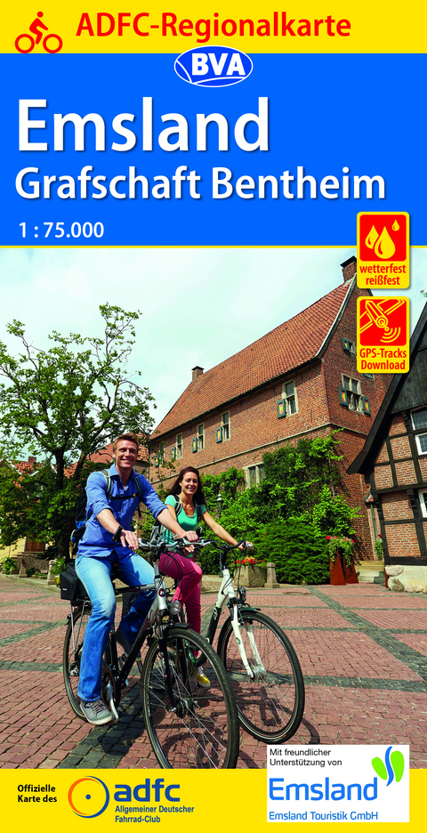 ADFC-Regionalkarte Emsland Grafschaft Bentheim mit Tagestouren-Vorschlägen, 1:75.000, reiß- und wetterfest, GPS-Tracks Download