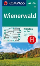 KOMPASS Wanderkarten-Set 208 Wienerwald (2 Karten) 1:25.000 - 