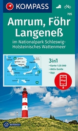 KOMPASS Wanderkarte 705 Amrum, Föhr, Langeneß im Nationalpark Schleswig-Holsteinisches Wattenmeer 1:35.000 - 