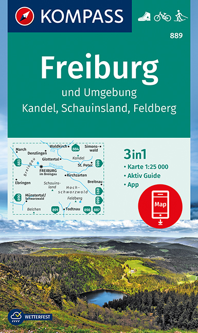 KOMPASS Wanderkarte Freiburg und Umgebung, Kandel, Schauinsland, Feldberg - 