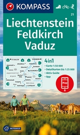 KOMPASS Wanderkarte 21 Liechstenstein, Feldkirch, Vaduz - 