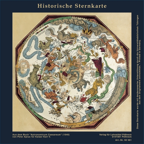 Historische Sternkarte 1540, Nördlicher Sternhimmel - Peter Apianus