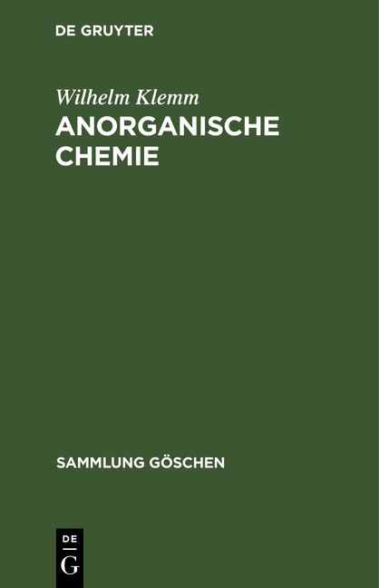 Anorganische Chemie - Wilhelm Klemm