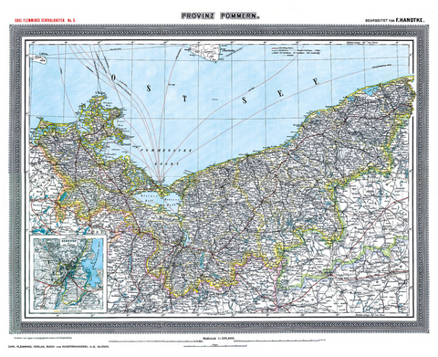Historische Karte: Provinz POMMERN im Deutschen Reich - um 1903 [gerollt] - Friedrich Handtke