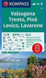 KOMPASS Wanderkarte 75 Valsugana, Trento, Piné, Levico, Lavarone 1:50.000 - 