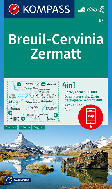 KOMPASS Wanderkarte Breuil-Cervinia, Zermatt - 