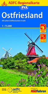 ADFC-Regionalkarte Ostfriesland, 1:75.000, reiß- und wetterfest, GPS-Tracks Download - 