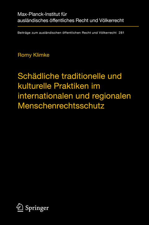 Schädliche traditionelle und kulturelle Praktiken im internationalen und regionalen Menschenrechtsschutz - Romy Klimke