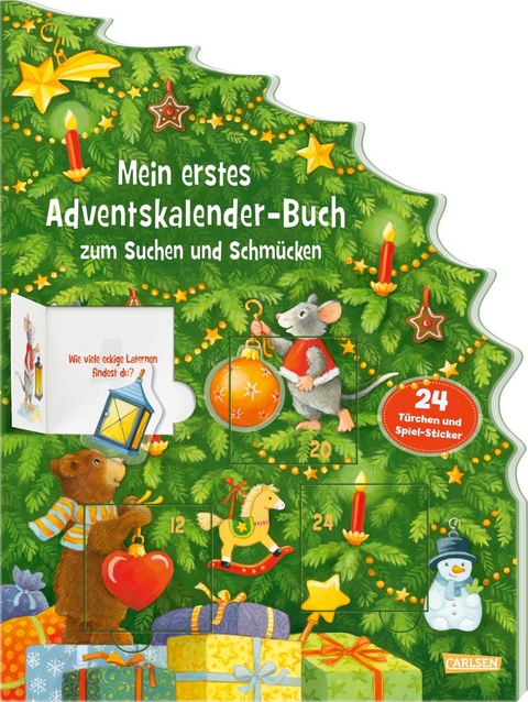 Mein erstes Adventskalender-Buch zum Suchen und Schmücken - Mit 24 Türchen und Spiel-Stickern - Maria Wissmann