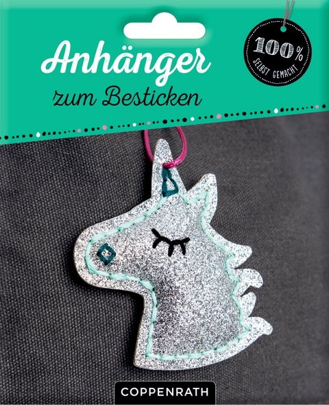 Ruck, zuck kreativ: Anhänger zum Besticken (Glitzer-Einhorn)