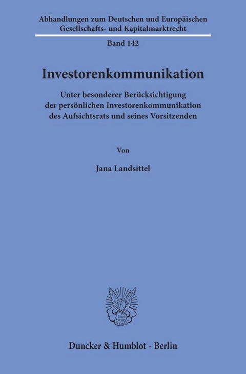 Investorenkommunikation. - Jana Landsittel