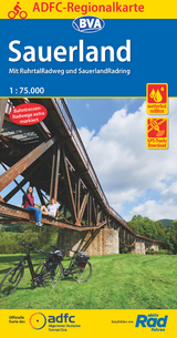 ADFC-Regionalkarte Sauerland, 1:75.000, mit Tagestourenvorschlägen, reiß- und wetterfest, E-Bike-geeignet, GPS-Tracks Download - 