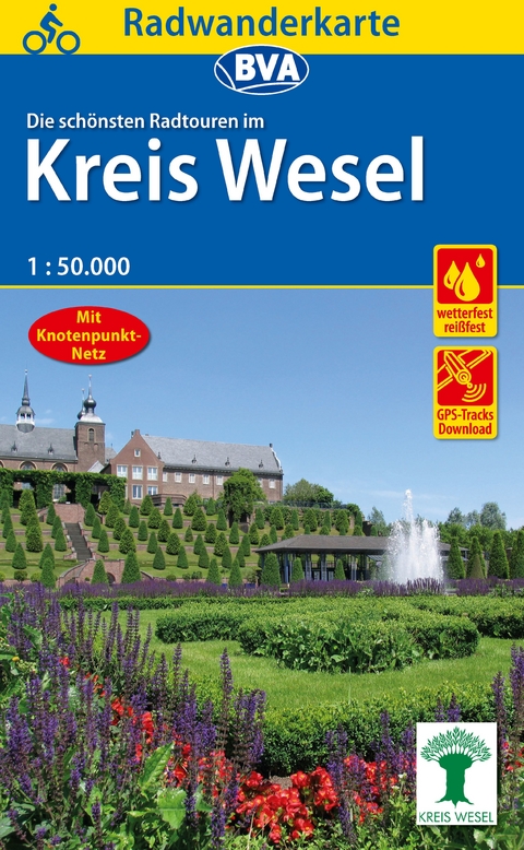 Radwanderkarte BVA Radwandern im Kreis Wesel am Niederrhein 1:50.000, reiß- und wetterfest, GPS-Tracks Download