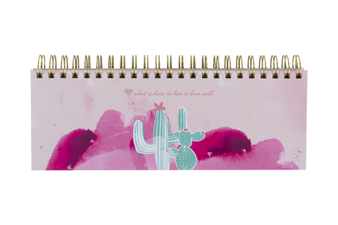Rosa Tischkalender ohne Datum Alpaka & Kaktus. Hochwertiger, moderner Wochenkalender, Querkalender für 52 Wochen +1. 1 Woche 2 Seiten. Verwendbar als Kalender 2024/25 - Lisa Wirth