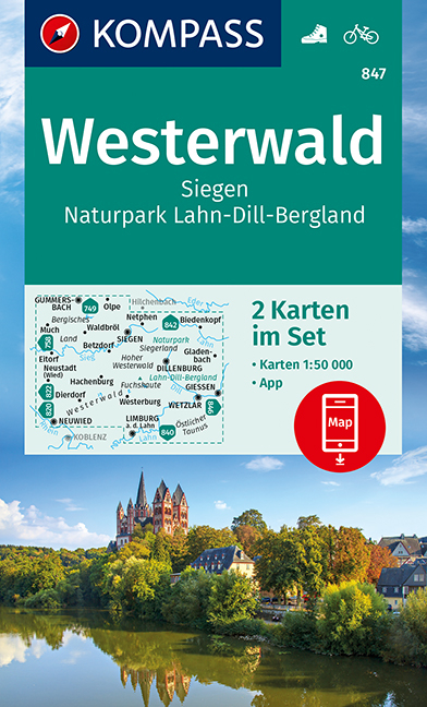 KOMPASS Wanderkarte Westerwald, Siegen, Naturpark Lahn-Dill-Bergland - 