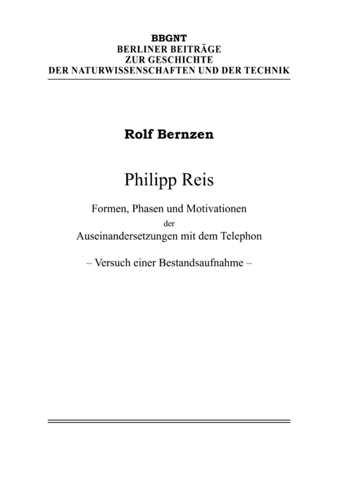 Philipp Reis - Rolf Bernzen