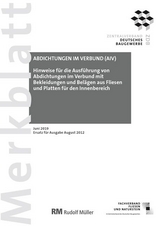 Merkblatt Abdichtungen im Verbund: 2019-08 - Voos, Rudolf