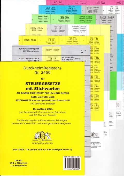 DürckheimRegister® STEUERGESETZE MIT STICHWORTEN - Thorsten Glaubitz, Constantin von Dürckheim