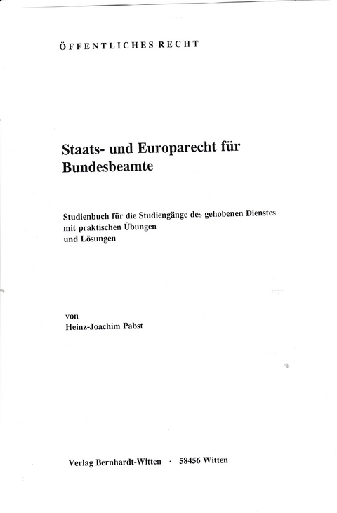 Staats- und Europarecht für Bundesbeamte - Heinz-Joachim Pabst