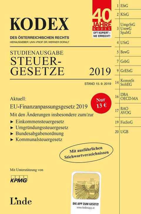 KODEX Studienausgabe Steuergesetze 2019 - Andrei Bodis